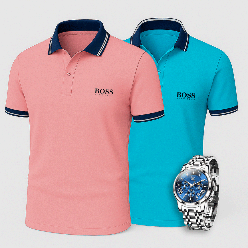 [Buy 2 Pay 1] 2-Pack Premiere Polo Shirts + Exclusive Watch